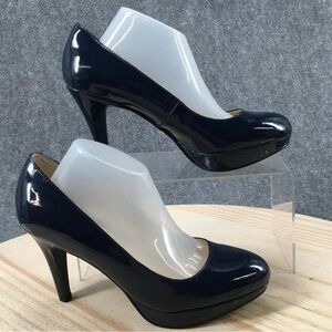 NWT Nickels High Heels Womens 9M Denny Classic Pumps Blue Patent Leather SlipOn